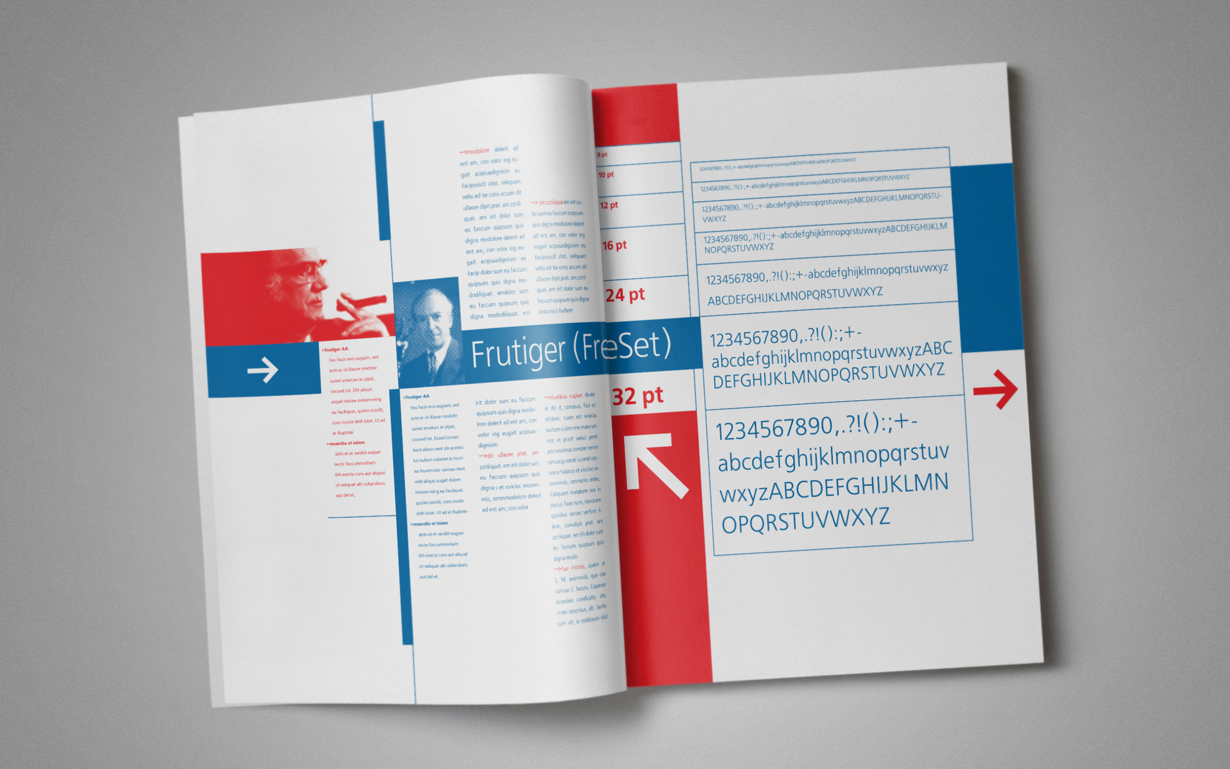 дизайн журнал разворот фрутигер шрифт